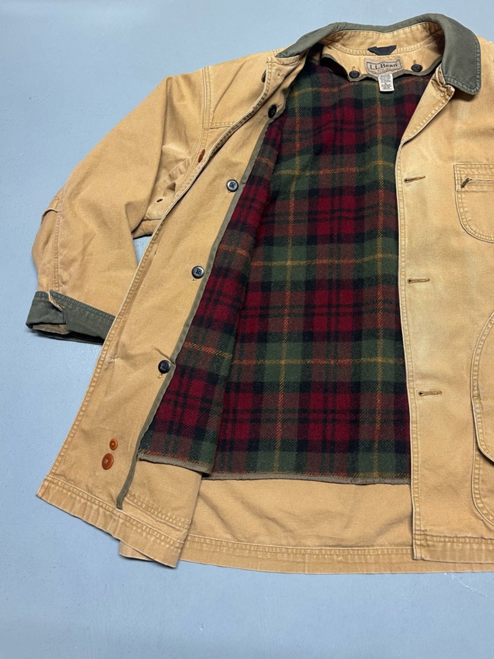 Vintage L.L. Bean Wool Plaid Lined Button Canvas Field Barn Chore Jacket Coat XL - Picture 6 of 15